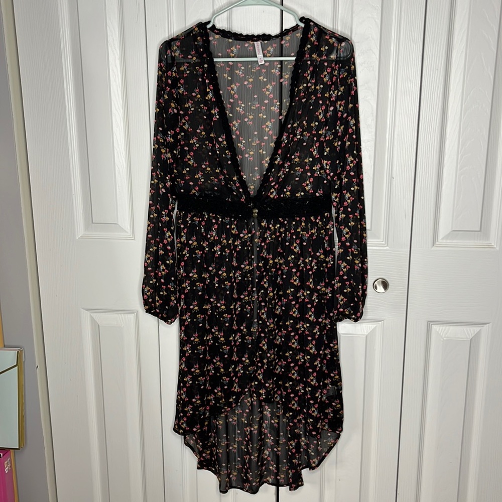 Xhilaration (Target) Duster Cover-Up Sheer Top with High-Low Hem